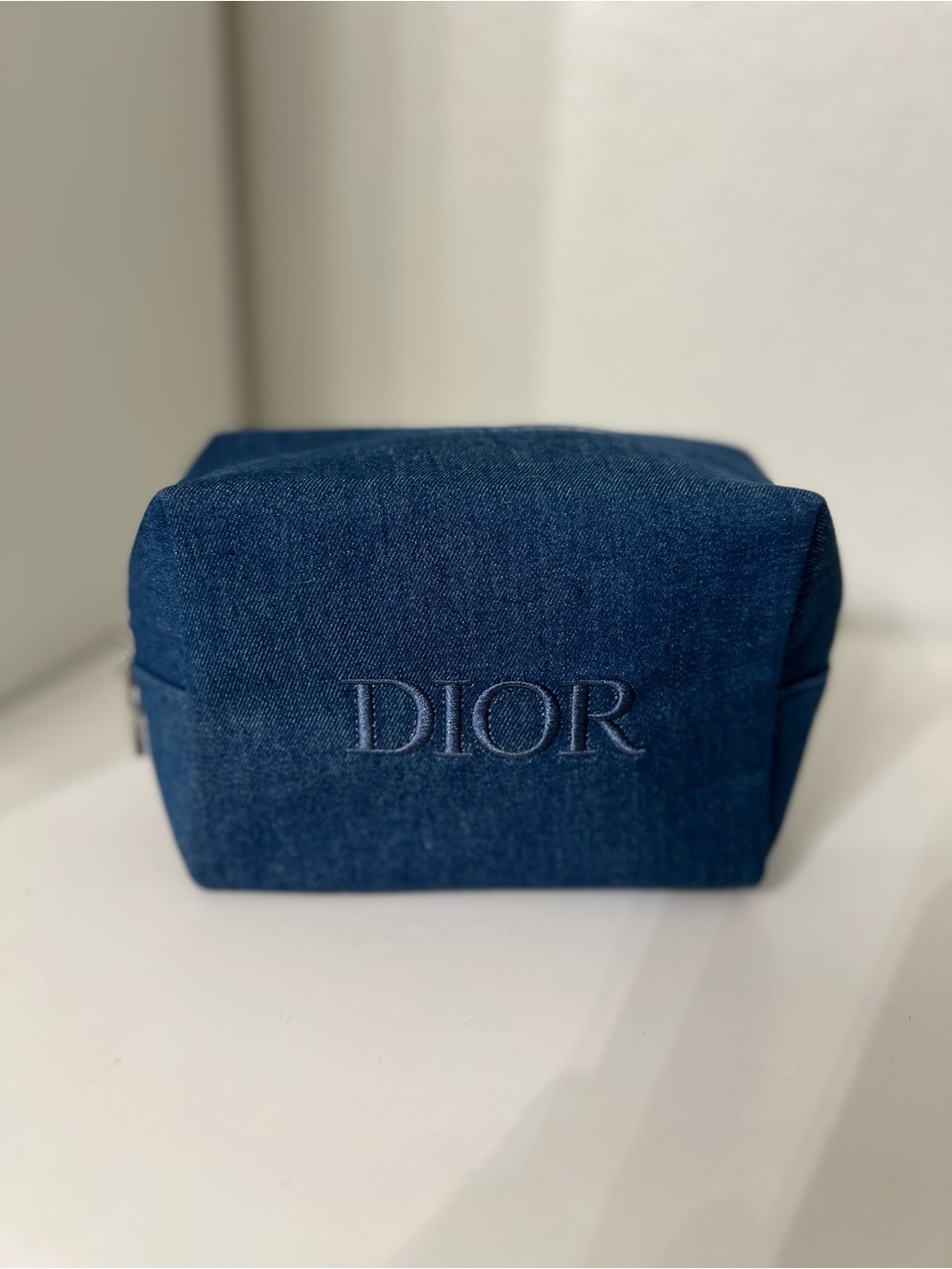 Dior New denim Embroidered Logo makeup Bag